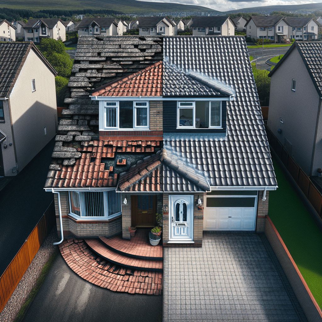 Comparison of old and new roof on a house in Glenrothes