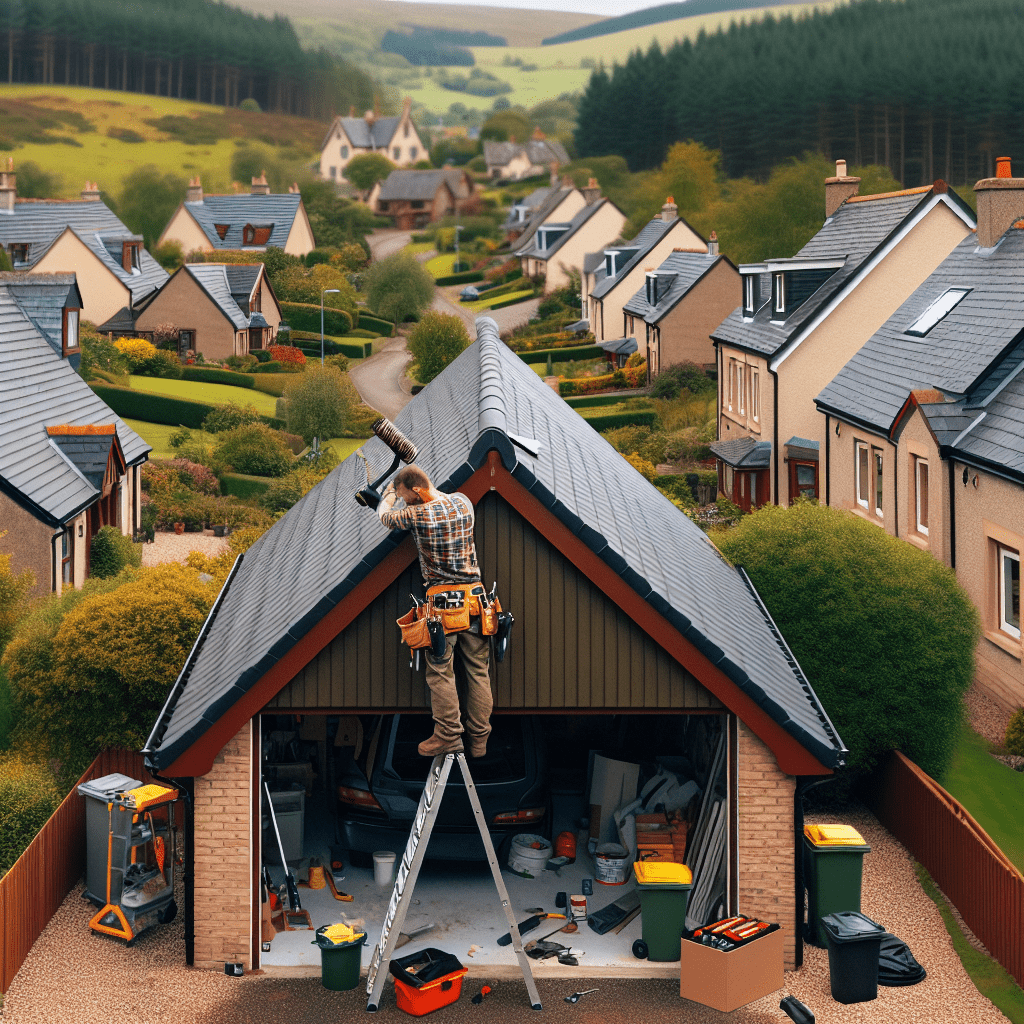 Photorealistic image of garage roof replacement in a Fife village