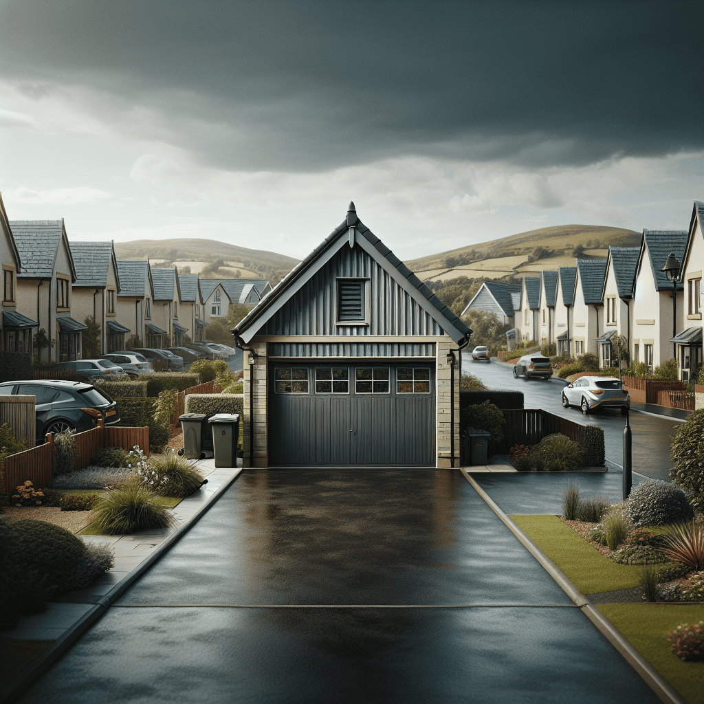 Photorealistic image of a modern garage with a new roof in Fife