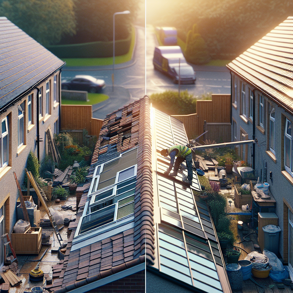 Before and after image of a conservatory roof replacement in Fife